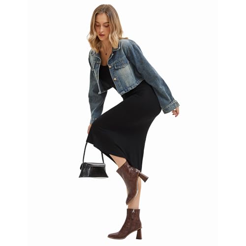 Womens Ankle Boots Chunky Mid Heel Booties Retro Square Pointed Toe Side Zipper Short Boots Heeled Shoes for Women Fall Winter2