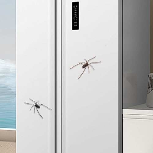 2 Stück 3D Spinnen Kühlschrankmagnete, Realistische Spinnen Design, Magnetische Dekoration für Kühlschrank, Lustig Geschenk für Kühlschrank Garagentor Indoor Outdoor Magnetische Aufkleber
