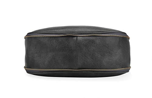 MKF Bolsa tiracolo feminina – Bolsa carteiro expansível de couro sintético – Alça de ombro para note