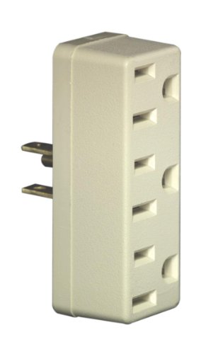 Leviton 697-I Grounding Adapter, 125 V, 15 A, 3 Outlet, Ivory