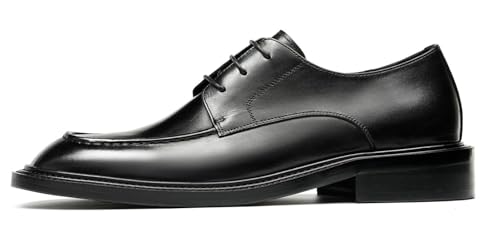 Santimon Men’s Genuine Leather Oxfords Dress Shoes – Lace-Up Derby with Rubber Sole, Soft Calfskin Lining, Anti-Slip Business Formal Suit Shoes for Office, Wedding & Daily Wear2