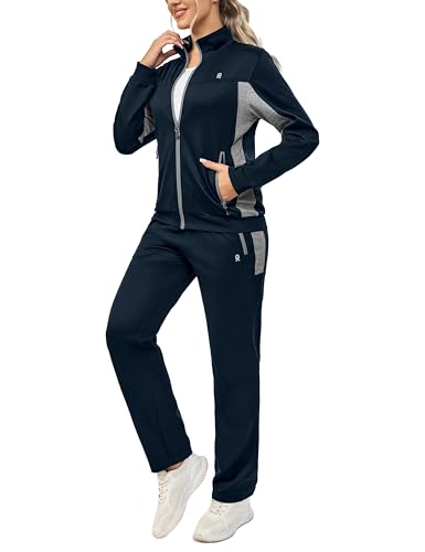 Little Donkey Andy Women's Tracksuit Set 2 Piece Sweatsuit Outfits Long Sleeve Zip Up Lounge Jogger Set with Zipper Pocket