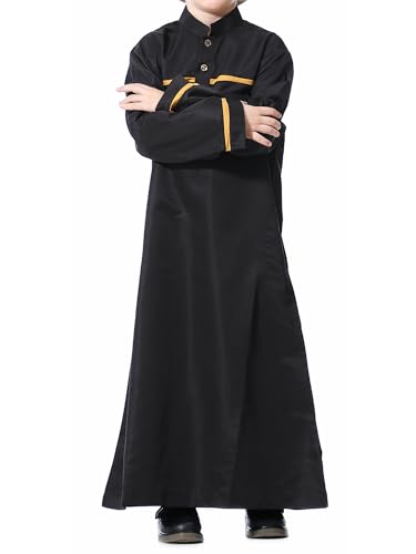 WSPLYSPJY Kids Boys Thobe Muslim Abaya Solid Color Ethnic Robe Prayer Clothes Button Islamic Kaftan2
