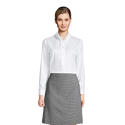 Lands' End Uniform Girls Long Sleeve No Iron Pinpoint Blouse White Womens Regular Medium #TOP13