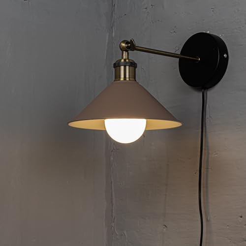 Image of ANYE Wall Sconce UL Plug-in Cord Bronze E26 Base Retro Minimalist Style Macaron Khaki Iron Shade Wall Light Fixture for Cabinet Kitchen Hotel Bulb Sold Separately