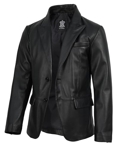 Image of Decrum Mens Leather Blazer - Real Lambskin Stylish Casual Leather Blazer Jackets for Men