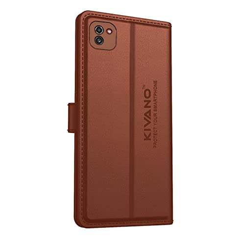 Image of Compatible with Samsung Galaxy A03 Flip Cover | Leather Finish | Inside Pockets & Inbuilt Stand | Shockproof Wallet Style Magnetic Closure Back Cover Case