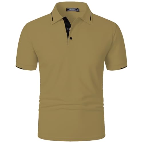 Boys Polo Shirt Short Sleeve UPF 50+ Performance Collar Polo T-Shirt Knitted Gradient Big and Tall Sportwear Tees 2025 Summer Outfits Khaki3