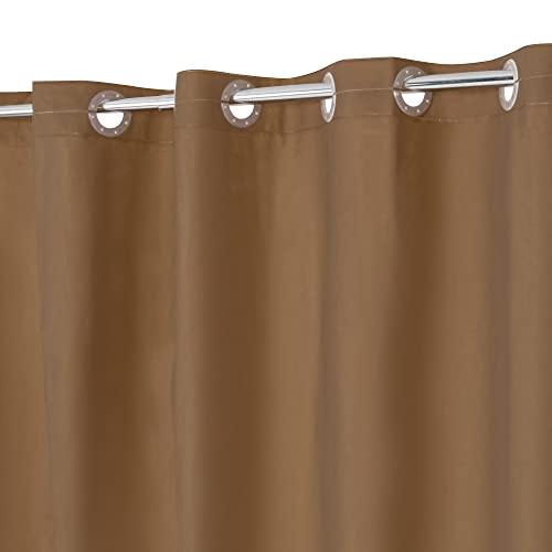 Image of No Hook PEVA Shower Curtain or Liner - 8G Heavy Duty Brown Bathroom Shower Curtain No Hooks Required, Waterproof Plastic & PVC Free, Standard Size 71 x 74, Brown
