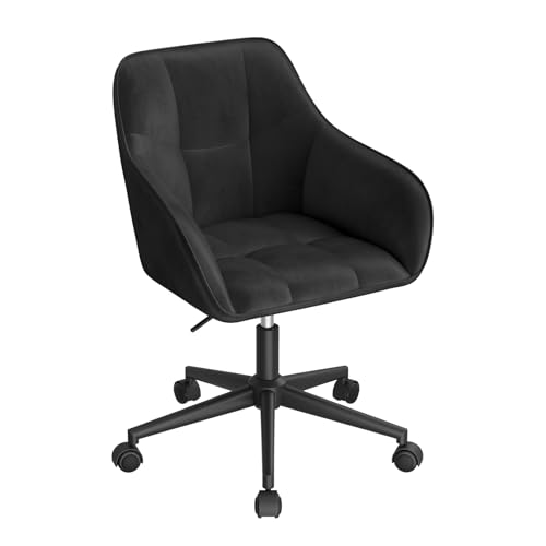 WOLTU Homeoffice Stuhl, Schreibtischstuhl, Drehstuhl, Schminkstuhl, höhenverstellbar, bis 150 kg belastbar, mit Armlehnen Samtsitz, für Schlafzimmer Büro Wohnzimmer, Schwarz BS145sz