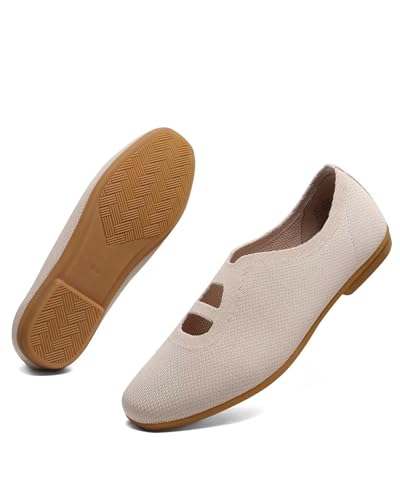 Women's Ballet Flat Knit Dressy Shoes Comfort Walking Work Slip-on Flats Ballerina Office Driving Shoes Low Wedge