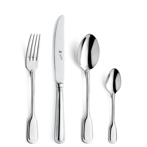 Paul Wirths AUGSBURGER FADEN 9800 Besteck Set für 6 Personen, Edelstahl rostfrei, poliert & spülmaschinenfest, Essbesteck mit Besteckkasten, Tafelbesteck Set 24-teilig