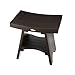 Teak Shower Bench Fully Assembled with Shelf- Adjustable Height Foot Pads- Serenity Eastern Style with Storage Shelf