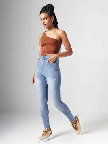 Image of Dolce Crudo Women's Skinny Fit High Rise Regular Length Stretchable High Waist Denim Jeans