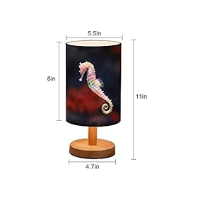 Minimalist Bedside Table Lamp Seahorse Hippocampus Swimming Solid Wood Nightstand Lamp Bedside Desk Lamp Wood Base… 31kw1pLRozS. SS280