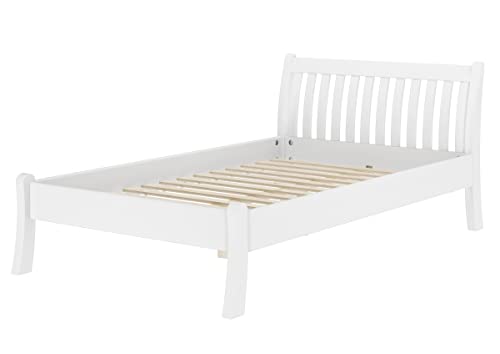 Erst-Holz Weißes, breites Einzelbett 120x200 Kiefer massiv V-60.61W-12, Ausstattung:Rollrost inkl. Erst-Holz Weißes, breites Einzelbett 120x200 Kiefer massiv V-60.61W-12, Ausstattung:Rollrost inkl.
