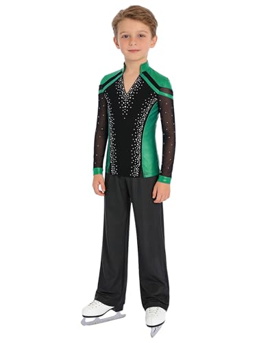 Traje de patinaje artístico para niño que evita rozaduras con mallas y sudadera elástica