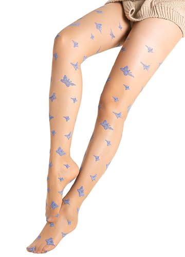 Erinaco Women's Flower Pattern Sheer Footed Pantyhose Control Top Tights Stockings with Reinforced Toes2
