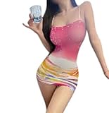 Generisch Damen Body Stocking.Eng Dehnbar Kleid Lingerie, einteilig Muster Fuchsia XS-S