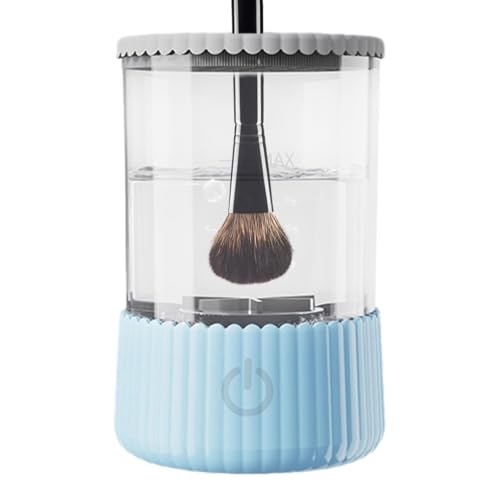 電動メイクブラシ洗浄機 3in1多機能メイクブラシクリーナー 洗浄・乾燥・収納 汎用性 自動ブラシクリーナー USB式 パフクリーナー スポンジクリーナー 洗浄剤使用可 ブラシ洗濯 おしゃれ (新しいプラグインブルー)
