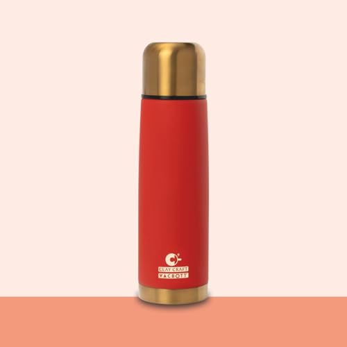 Image of Clay Craft VACBOTT Terra Royal Double Walled|18 Hours Hot and 24 Hours Cold Vacuum Insulated|Thermosteel|Flask Bottle 750 ml|Steel Bottles for Travelling|BPA-Free|BIS Certified|1Year Limited Warranty