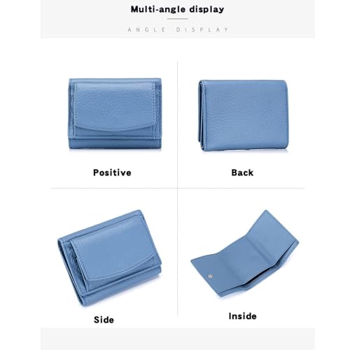 Houtndguter 2025 New Genuine Leather Rfid Blocking Card Holder Organizer Pocket Mini Wall, Foldable Slim Compact Rfid Wallet (Light Purple,One Size)3