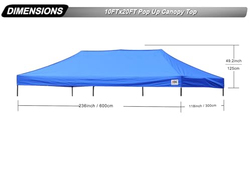 Image of ABCCANOPY Replacement Canopy Top for Pop Up Canopy Tent 10x20 Royal Blue