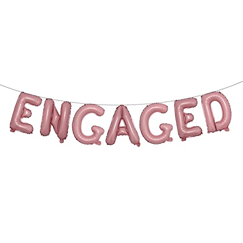 16 inch Multicolored Engaged AF Balloon Letters Banner Engagement Party Decorations Supplies (ENGAGED Pink)