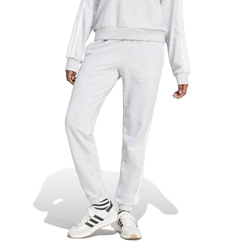 adidas Damen Essentials 3-Stripes French Terry Cuffed Pants, Light Grey Heather/White, M – Ansicht 3