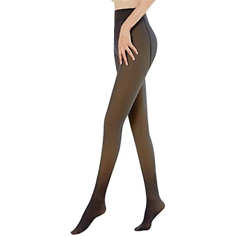 HANERDUN Flawless Legs Fake Translucent Warm Plush Lined Elastic Tights (BLACK_220G for 5-20 ℃/40-65kg) Cover