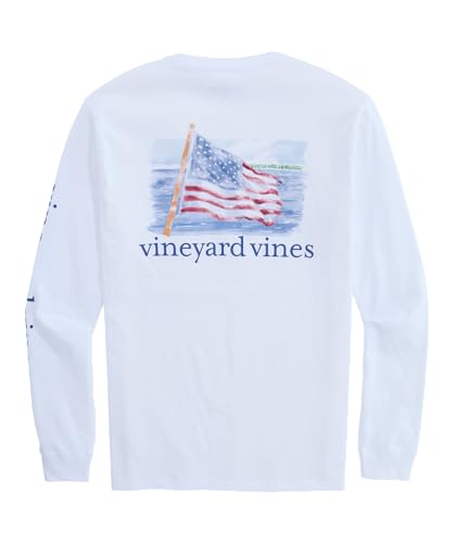 Vineyard Vines Men's Long-Sleeve Pocket Tee, White Cap
