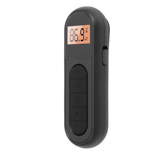 Fabater Radio FM, Transistor Recargable de Radio Portátil con Mejor Recepción, Retroiluminación LCD Sintonización Digital Sonido Estéreo Abrazadera para Cinturón para Caminar Ciclismo, (Black)