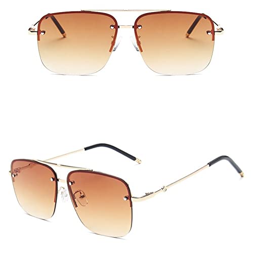 Lunettes de soleil sans monture carré métal au design rétro unique