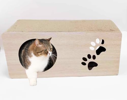 猫 爪とぎ 爪とぎハウス 組立不要ですぐに使える 箱型 ダンボールハウス 段ボールハウス キャットハウス 猫用 猫おもちゃ ストレス解消 猫の爪とぎ 両面使える 55x24x24cm