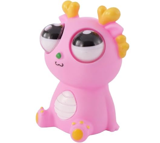 Image of TTW Funny Dragon Pinch Toy | Squishy Dinosaur with Pop-Out Eyes | Stress Relief Fidget Toy for Kids & Adults | Fun Squeeze Toy for Anxiety Relief (Pink)