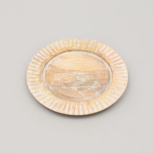 Plato de madera blanco artesanal de 13 pulgadas miniatura 1