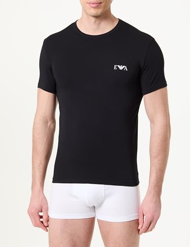 Emporio Armani Herren T-Shirt Bold Monogram 2-Pack Rundhals T-Shirt, schwarz/schwarz, M – Ansicht 2