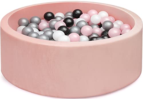 Image of EDOSTORY Ball Pit, ∅ 2.75in 200 Balls Included, Memory Foam Ball Pits for Toddlers Soft Children Round Playpen 35 x 12 inch, Pink