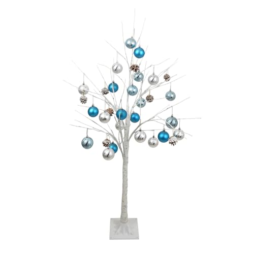 EsuonHappiness クリスマスツリー 白樺 120cm 北欧風 オーナメント LED ボール飾り付き おしゃれ コンパクトに収納可能 ツリー christmas tree ブルー