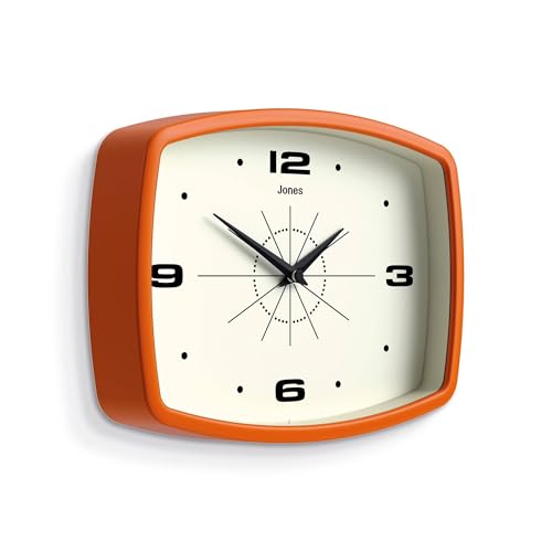 JONES CLOCKS® Movie Wanduhr | Retro rechteckige Uhr | 25cm | Orange | Cooler Designer-Look für Küche, Wohnzimmer oder Büro – Bild 3