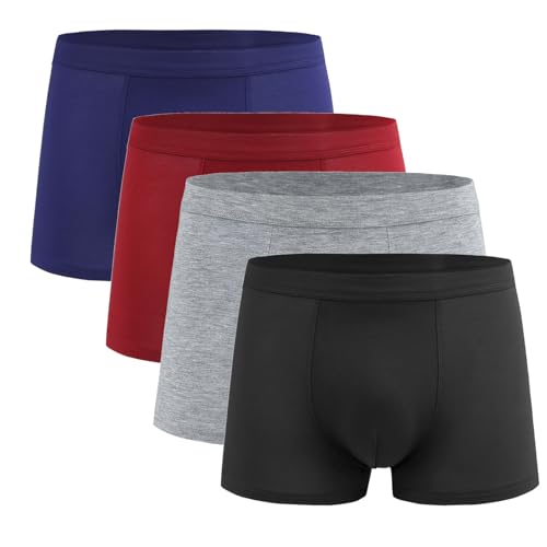 Men's Boxer Briefs Stretch Open Fly Tagless Underpants Comfy Soft Breathable Regular LegUnderwear 4 Pack
