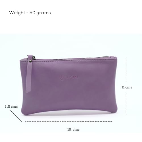 Image of VISMIINTREND PU Accessories Pouch for Stationery & Cosmetics - High Capacity Pencil Bag, Large Pen & Pencil Case for School, College, and Office (Lavender)