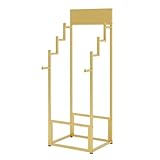 Dailify 4 Tier Rug Sample Layered Display Rack with Sign Board, Metal Carpet Hanging Racks Stepped, Door Mat Storage Hanger for Trade Show(Gold)