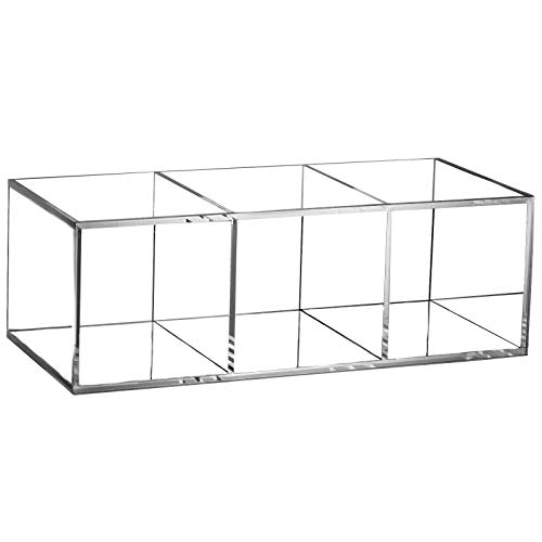 Image of Tbestmax Makeup Brush Holder Organizer Clear Cosmetic Brushes Container Storage 3 Slots - Great for Vanity