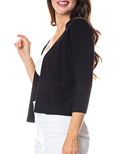 Image of Bolero Cropped Cardigans Shrugs for Women - 3 /4 Sleeve Open Front Cover up for Dresses