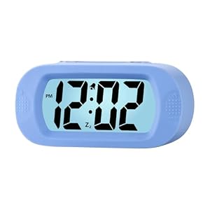 Plumeet Kids Alarm Clock Large Digital LCD Travel Alarm Clocks with Snooze and Night Light – Ascending Sound and Handheld Size – Best Gift for Kids (Baby Blue)
