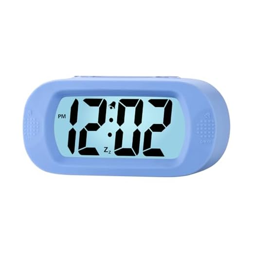 Plumeet Kids Alarm Clock Large Digital LCD Travel Alarm Clocks with Snooze and Night Light - Ascending Sound and Handheld Size - Best Gift for Kids (Baby Blue)