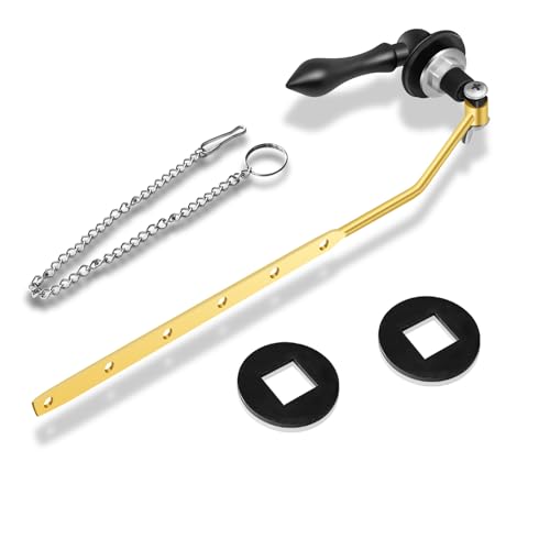 Universal Front Mount Toilet Handle, Toilet Trip Lever Handle Replacement with Stainless Steel Flapper Chain, Black Toilet Tank Flush Handle Lever for Most Toilets