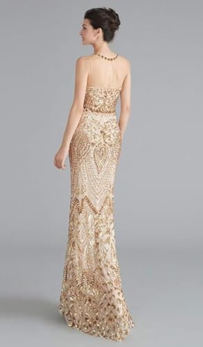 Prom Dress Jewel Sleeveless Mermaid Sequin Evening Dress4