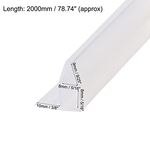 Uxcell Frameless Glass Shower Door Sweep - Door Corner Side Seal Strip Corner-Type With 3/8-Inch(10Mm) Drip Rail - 5/16-Inch(8Mm) Glass X 78.74-Inch(2000Mm) Length #TOP2